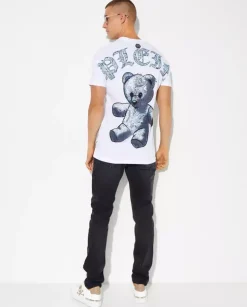 Biały t-shirt z grafiką Paisley Teddy Bear