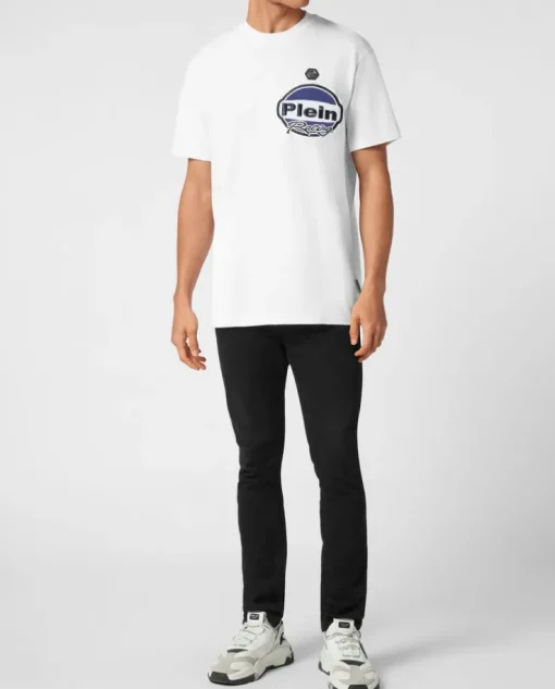 Biały t-shirt z haftem