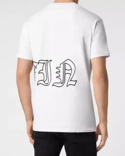 Biały t-shirt z haftowanym logo