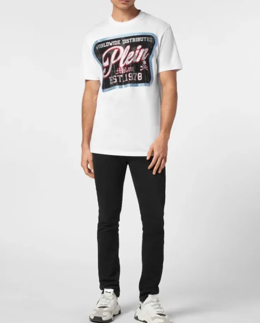 Biały T-shirt z kolorowym printem