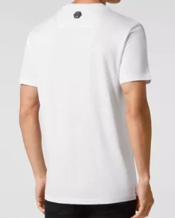 Biały t-shirt z kryształową grafiką Skull