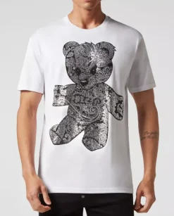 Biały t-shirt z kryształowym misiem Paisley Teddy Bear