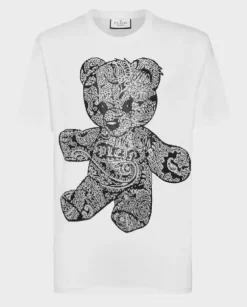 Biały t-shirt z kryształowym misiem Paisley Teddy Bear