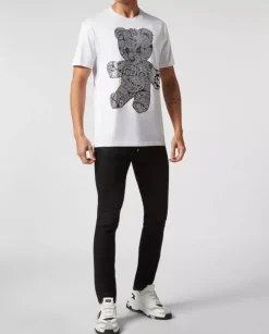 Biały t-shirt z kryształowym misiem Paisley Teddy Bear