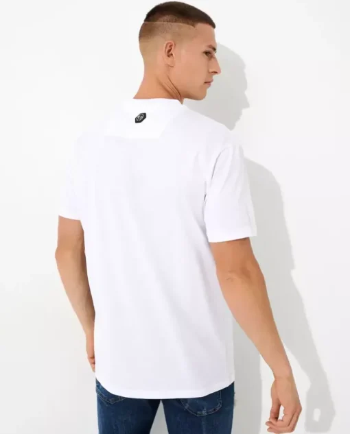 Biały t-shirt z kryształowym logo Glass