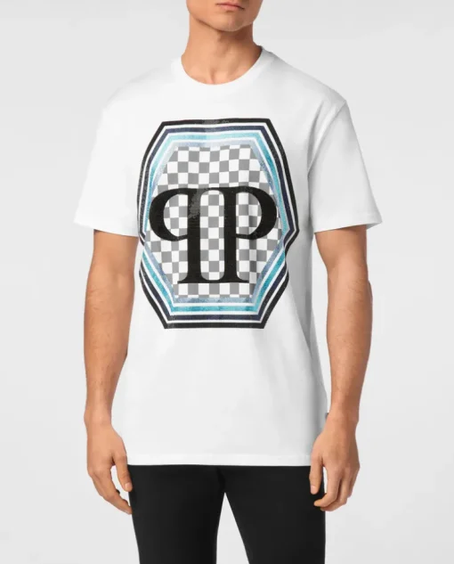 Biały t-shirt z logo Hexagon