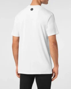 Biały t-shirt z logo Hexagon