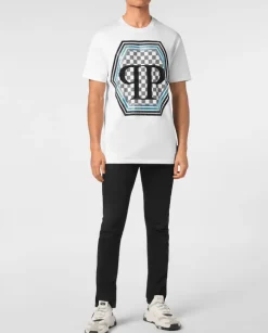 Biały t-shirt z logo Hexagon