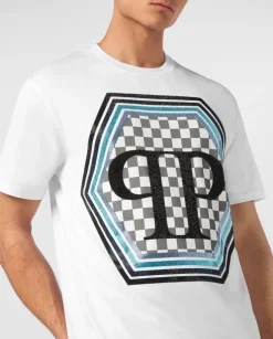 Biały t-shirt z logo Hexagon