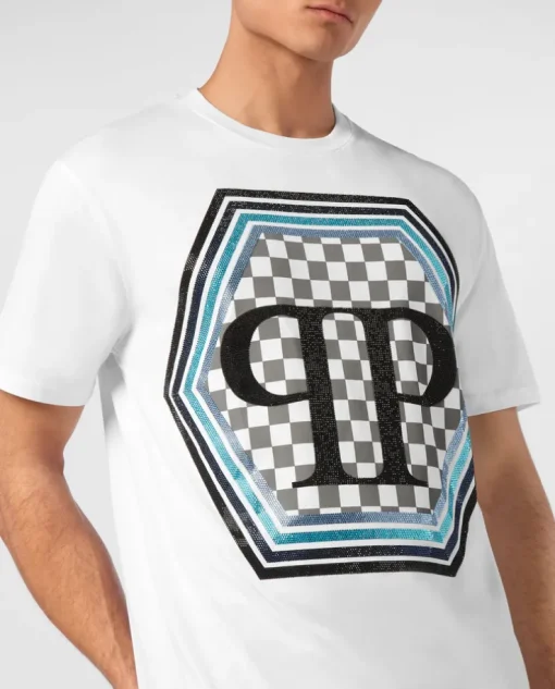 Biały t-shirt z logo Hexagon
