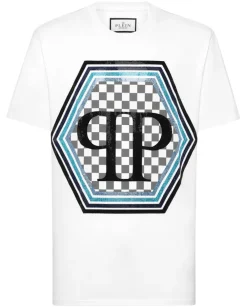 Biały t-shirt z logo Hexagon