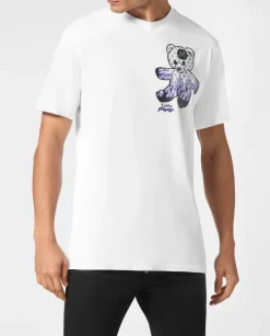 Biały t-shirt z logowanym misiem