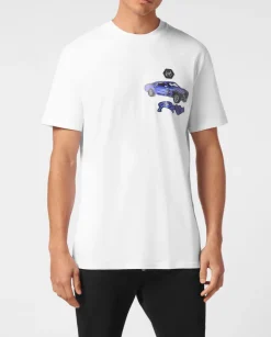 Biały t-shirt z nadrukiem na piersi