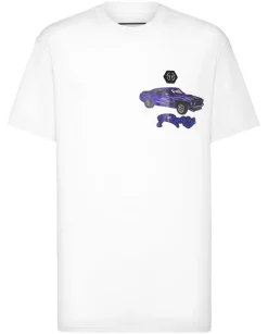 Biały t-shirt z nadrukiem na piersi