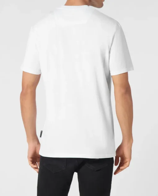 Biały t-shirt z nadrukiem wyścigówki