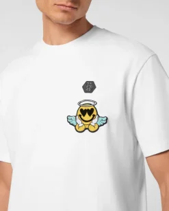 Biały t-shirt z naszywką