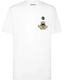 Biały t-shirt z naszywką
