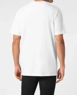 Biały t-shirt z ozdobnym logo