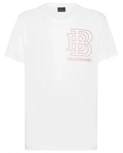 Biały t-shirt z ozdobnym logo