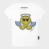 Biały t-shirt z ozdobnym nadrukiem