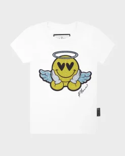 Biały t-shirt z ozdobnym nadrukiem