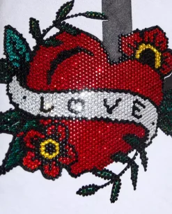 Biały t-shirt z wzorem SS Love