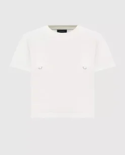 Biały t-shirt ze zdobieniem