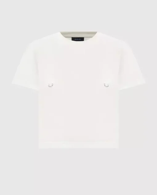 Biały t-shirt ze zdobieniem