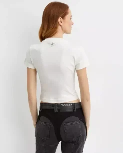 Biały t-shirt ze zdobieniem