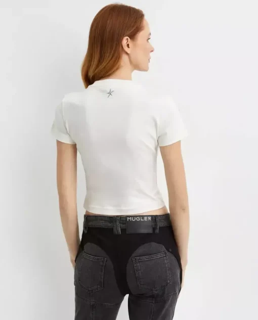 Biały t-shirt ze zdobieniem