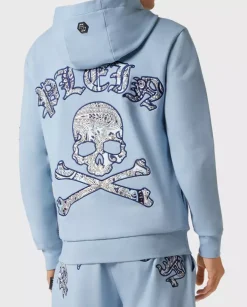 Błękitna bluza z kapturem Paisley Gothic