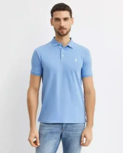 Błękitna koszulka polo Custom Slim Fit
