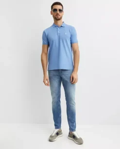 Błękitna koszulka polo Custom Slim Fit