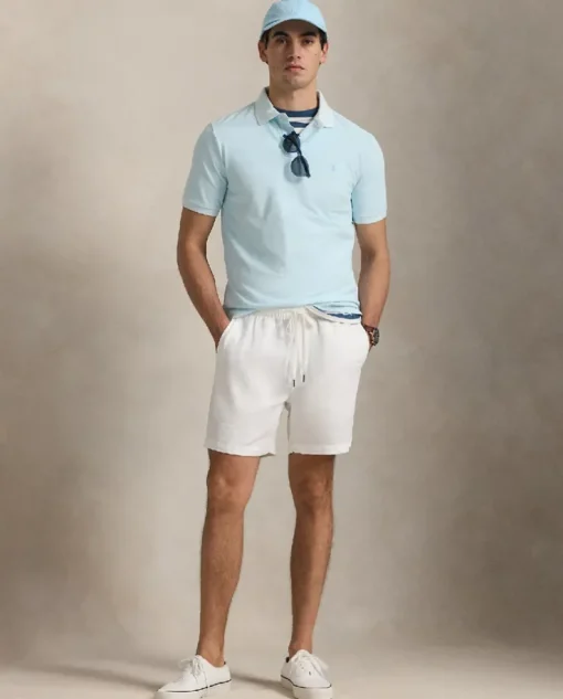 Błękitna koszulka polo Custom Slim