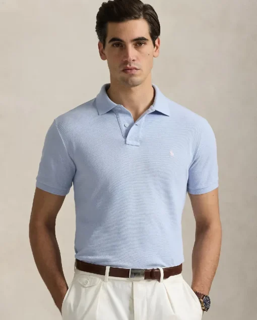 Błękitna koszulka polo Custom Slim Fit