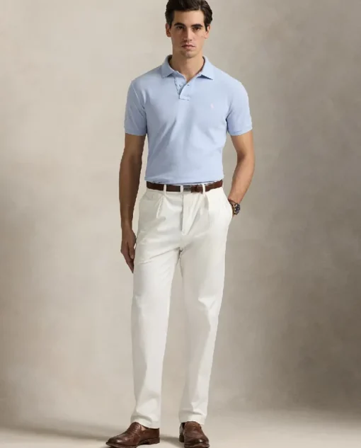 Błękitna koszulka polo Custom Slim Fit