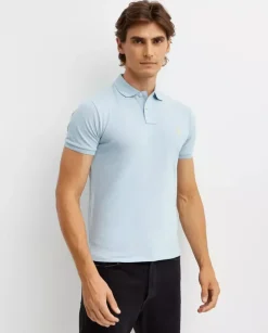 Błękitna koszulka polo Custom Slim Fit