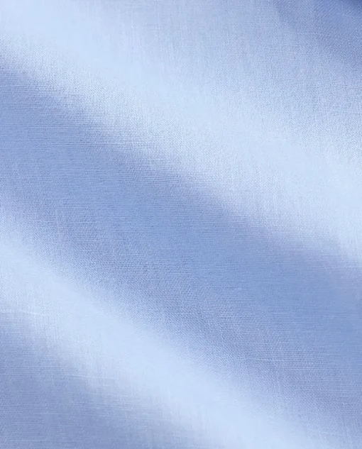 Błękitna lniana koszula z logo Custom Fit