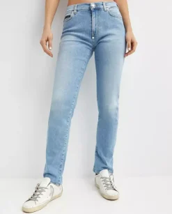Błękitne jeansy z logo Skinny Fit