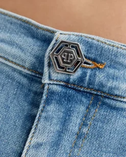 Błękitne jeansy z logo Skinny Fit