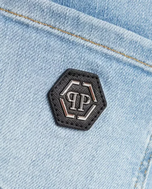 Błękitne jeansy z logo Skinny Fit