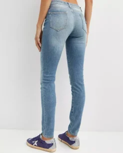 Błękitne jeansy z logo Super High Waist