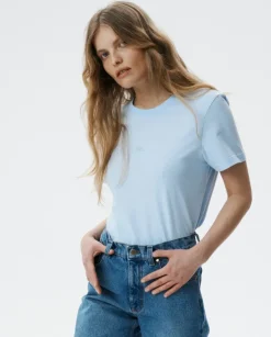 Błękitny bawełniany t-shirt Essenza