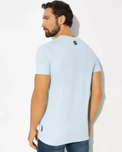 Błękitny t-shirt z logo SS Glass