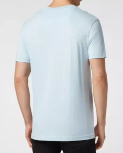 Błękitny t-shirt z naszywką Smile