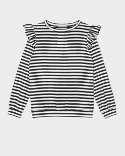 Bluza w paski z falbanami na ramionach