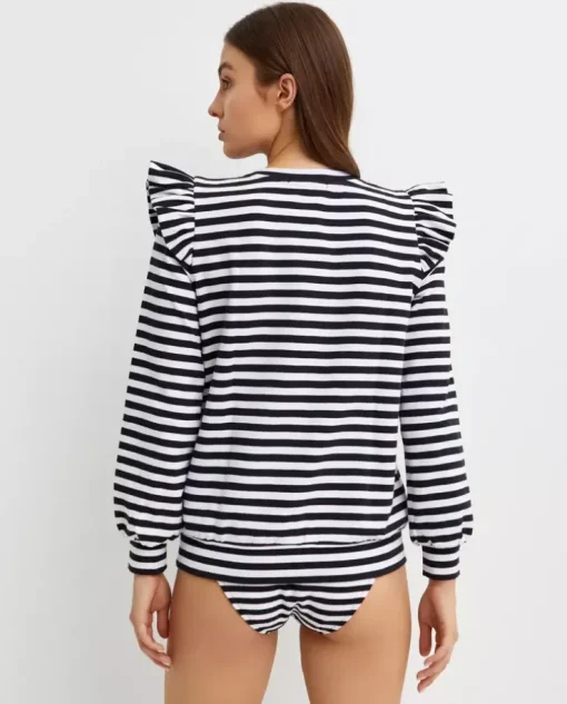 Bluza w paski z falbanami na ramionach