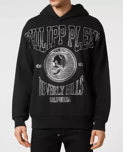 Bluza z kapturem z kryształowym wzorem