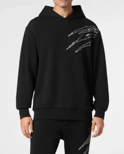 Bluza z kapturem ze srebrną aplikacją