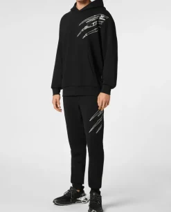 Bluza z kapturem ze srebrną aplikacją